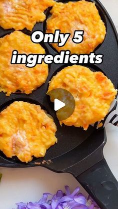 an image of eggs being cooked in a frying pan with the words only 5 ingredients