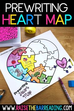 a heart map with the words pre writing heart map on it