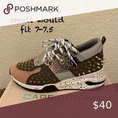 Cape Robbin Saffron Blush Sneakers Women's Metal Spike Chunky Thick Sole Platform Sneaker Cape Robbin Shoes Sneakers Trendy Flat Sneakers, Trendy Cushioned Sneakers For Walking, Trendy Walking Sneakers With Cushioned Footbed, Spring High-top Walking Sneakers, Trendy Ankle-high Spring Sneakers, High-top Sneakers For Spring Walking, Trendy Brown Sneakers For Spring, High-top Sneakers For Walking In Spring, Trendy Sneakers For Spring Walking