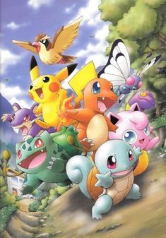 the pokemon movie poster with many different characters