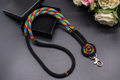 Elevate your everyday style with this stunning Black and Rainbow Beaded Native American Style Lanyard for ID badge, featuring a beautifully crafted beaded medallion. Handmade with care and attention to detail, this unique lanyard is not only practical but also a vibrant accessory to complement your look. Stand out in a crowd and showcase your individuality with this eye-catching piece that combines tradition and modern flair. Can be done with or without a breakaway spot. S (13-14 inches) M (17-1 Beaded Medallion, Custom Lanyards, Gift Box Design, Native American Style, Black Rainbow, Cute Gift Boxes, Rainbow Beads, Native American Fashion, Id Badge