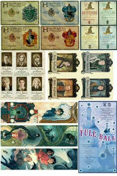 harry potter's hogwarts money is shown in different styles and colors, including blue