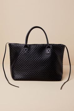 Black Tote Bag - Woven Vegan Leather Bag - Oversized Tote Bag - Lulus Chic Black Bag With Woven Leather, Modern Woven Leather Bags For Work, Black Structured Shopping Bag, Workwear Tote Shoulder Bag With Braided Handles, Black Structured Bag For Shopping, Rectangular Work Bags With Braided Handles, Structured Black Shopping Bag, Structured Black Bag For Shopping, Modern Woven Leather Work Bags