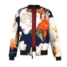 Rose Blossom Bomber Jacket Spring Floral Print Streetwear Outerwear, Fh Logo, Wife Clothes, Rose Blossom, Orange Camo, Trendy Street Style, Camo Jacket, Cool Jackets, Bomber Jackets