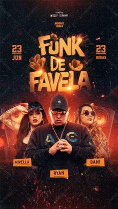 the poster for funky de favela, featuring two people in front of a dark background