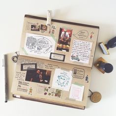 an open suitcase with pictures and writing on it