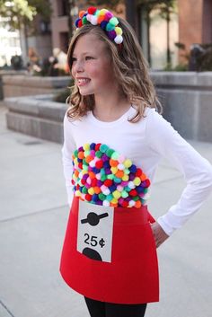 Easy Halloween Costume Idea: DIY Gumball Machine Costume | The Pretty Life Girls Diy Gumball Machine Costume, Gumball Costume, Gumball Machine Costume, Diy Gumball Machine, Snowman Costume, Pregnancy Costumes, Pregnant Halloween Costumes, Easy Halloween Costume, Candy Costumes