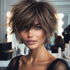 Elegant Transformations: Gorgeous Hairstyles and Haircuts for Women Over 50. Rediscover Your Radiance! Timeless Looks for Timeless Beauty. Cool Hairstyles For Girls, Pixie Bob Haircut, Amazing Hairstyles, Hairstyles And Haircuts, Hairstyles For Girls, Hairstyles For Women Over 50, Choppy Hair, Edgy Short Hair