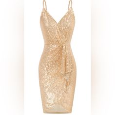 Grace Karin Women's Medium Sexy Sequin Dress Wrap V-Neck Ruched Bodycon Spaghetti Straps Cocktail Party Night Club Dresses Gold- Nwt V-neck Ruched Bodycon Dress For Party Season, Summer Party V-neck Dress With Ruched Detail, Fitted Backless V-neck Dress For Party, Glamorous Ruched V-neck Bodycon Dress, Glamorous V-neck Ruched Bodycon Dress, Surplice Neckline Bodycon Party Dress, Party Bodycon Dress With Surplice Neckline, V-neck Ruched Bodycon Dress For Party, Bodycon Dress With Surplice Neckline For Party