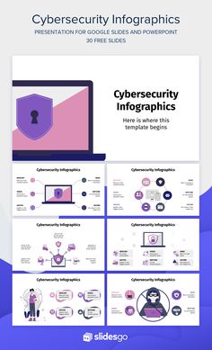 the info sheet for cybersecuity infos is shown in purple and white