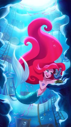 the little mermaid from disney's the little mermaid movie is shown in this poster