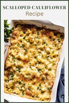 Scalloped Cauliflower Recipe – a creamy, cheesy side dish that’s a delicious twist on classic scalloped potatoes! Perfect for holiday dinners or as a comforting veggie side any night of the week. Scalloped Cauliflower, Holiday Vegetables, Cauliflower Au Gratin, Cauliflower Side Dish, Cauliflower Recipes Healthy, Carb Sides, Au Gratin Recipes, Spicy Cauliflower, Cauliflower Gratin