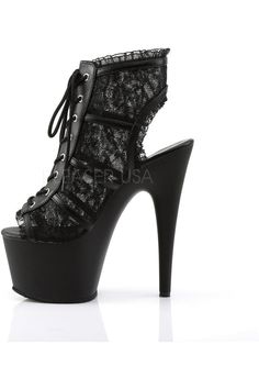 7" (17.8cm) Stiletto Heel 2 3/4" (7cm) Platform Open Toe/Stiletto Heel Bootie Featuring Mesh Lace Overlay & Lace Trim Detail - Fit Guide: True to Size - Heel Specifications: 7" Heel & 2 3/4" Platform - Country of Origin: Imported 7 Inch Heels, Alternative Shoes, Dance Boots, Festival Shoes, Punk Boots, Pleaser Shoes, Black Platform Boots, Closed Toe Shoes, Cosplay Shoes