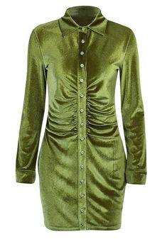 ⚡Buy 2024 Sexy Bodycon Ruched Mini Shirt Dresses Green L under $19.00 in Dresses at AnotherChill.com Online. Style: Sexy. Fabric Content: Polyester. Fit Type: Slim fit. Sleeve Length: Long Sleeve. Neckline: Turndown Collar. Length: Above Knee. Design: Single-breasted. ✓2024 S/S OUTFITS. Check reviews and buy Ruched Velvet Shirt Mini Dress today. Velvet Shirt Dress, Shirt Mini Dress, Pencil Skirt Dress, Mini Pencil Skirt, Crop Top Dress, Velvet Shirt, Turndown Collar, Dress Shirts For Women, Mini Shirt Dress