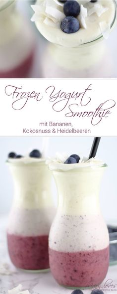 two desserts with blueberries and cream on top