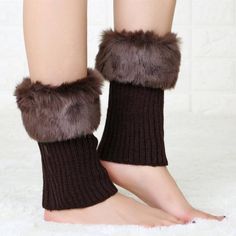 Chic Fuzzy Knit Boot Cuffs for Women - Short Style Flip Top Sleeves Fur Boot Covers, Boot Cuff Socks, Fur Leg Warmers, Knitted Boot Cuffs, Knit Boot Socks, Knit Boot, Winter Accessories Fashion, Crochet Boots, Leg Warmer