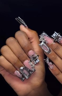 nail ideas acrylic pink Nail Ideas Acrylic Pink, Birthday Nail Set, Acrylic Nails Pink, Baddie Black, Birthday Nail, Junk Nails, Acrylic Pink, Black Acrylic Nails