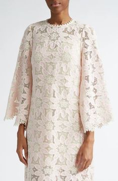 Zimmermann Ottie Long Sleeve Guipure Lace Cotton Blend Midi Dress | Nordstrom Spring Chic Lace Dress With Scalloped Edges, Elegant Long Sleeve Dress With Cutwork Hem, Feminine Long Sleeve Lace Dress, Elegant Long Sleeve Crochet Lace Dress, Feminine Crochet Lace Dress, Lace Dress With 3/4 Sleeves And Lace Trim, Chic Bell Sleeve Dresses With Lace Trim, Spring Lace Dress With 3/4 Sleeves, Spring Long Sleeve Lace Crochet Dress