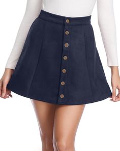 PRICES MAY VARY. Chic and Trendy Design: This faux suede sexy mini short skirt features a high waist and an A-line silhouette, providing a flattering and fashionable look. The multiple button closures add a stylish touch. Soft and Comfortable Fabric: Made from soft polyester faux suede, this mini skirt offers a soft and luxurious feel. Its lightweight and comfortable fabric make it perfect for all-day wear, whether you're dressing up for a night out or keeping it casual. Versatile and Easy to St Mini Skirts For Women Over 50, Cheap Solid Mini Skirt For Fall, Cheap Button-up Mini Skirt For Spring, Cheap Solid Color Lined Mini Skirt, Mini Skirts For Older Women, Red Leather Mini Skirt, Faux Suede Skirt, Mini Short, Suede Skirt