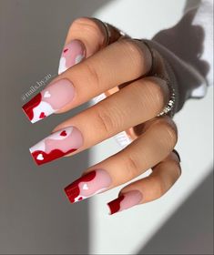 Elegant Vegas Nails, Valentines Acrylics, Dark Valentines Day Nails, Valentines Day Nails Coffin, 23 Birthday, Valentines Nail, Pedicure Ideas, February Nails