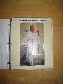 an open book with a photo of jesus on it