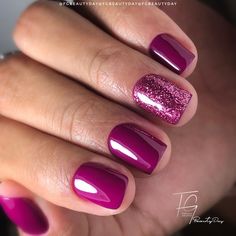 Magenta Valentine Nails, Fuchsia Nail Designs, Fuscia Nails Design, Raspberry Nails Design, Fuchsia Nails Design, Fuschia Nails Design, Magenta Pink Nails, Fuschia Nails, Raspberry Nails