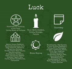 an image of luck symbols on a green background