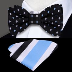 Elevate Your Style with the Sleek Diamonds Silk Bow Tie: A Timeless Accessory for Every Occasion Add a touch of sophistication to your ensemble with our Diamonds Silk Bow Tie. Crafted from luxurious silk, this bow tie features a sleek black base adorned with light silver and light blue diamonds, creating a classic yet contemporary look that is sure to turn heads. Whether you're attending a formal event, a business meeting, or a night out on the town, this versatile accessory is the perfect finis Black Summer Formal Set, Brown Bow Tie, Grey Bow Tie, Yellow Bow Tie, Diamond And Silk, Purple Bow Tie, Polka Dot Bow Tie, Green Bow Tie, White Bow Tie