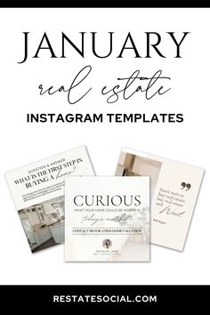 the january instagram template for instagrams is shown with two photos and text