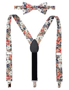 PRICES MAY VARY. Pre-tied floral bow tie and adjustable elastic suspenders set for boys, ideal for ringbearers at weddings, and occasions such as Easter, Christmas or children's birthday parties SMALL size suspenders is 25 inch long for small boy 6 months to 5 years; MEDIUM is 31 inch long for age 6-12 kids, general under 5 feet; LARGE size suspenders is 43 inch for big boys and adults 5' - 5' 9" tall Y-shape suspenders are adjustable. High quality clips on suspender has plastic teeth giving a f Spring Adjustable Bow Tie, Adjustable Belts And Suspenders For Summer, Summer Bow Tie With Adjustable Ties As Gift, Summer Gift Bow Tie, Summer Belts And Suspenders With Adjustable Straps, Suspenders And Bow Tie, Suspenders For Kids, Ring Bear, Floral Bow Tie