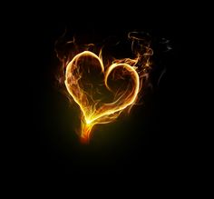 the shape of a heart is shown in flames