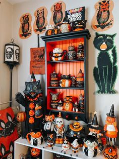 a room filled with lots of halloween decorations