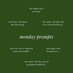 Journal Prompts For New Week, New Week Prompts, Start Of Week Journal Prompts, Beginning Of Week Journal Prompt, Monday Morning Journal Prompt, Mid Week Journal Prompts, Five Minute Journal Prompts, Beginning Of The Week Journal Prompts, New Week Journal Prompts