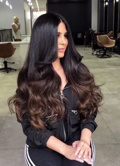 Ombre Hair Color For Black Hair, Black To Brown Ombre, Dark Brunette Balayage Hair, Dark Hair Color Ideas, Dark Hair Color