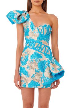 F00162752-201 Bodycon Outfits, Evening Mini Dresses, Jacquard Skirt, Mini One, Jacquard Dress, Blue Mini Dress, Embroidery Fashion, Hip Dress, Polyester Dress