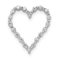 14k White Gold Polished Finish Open Back 1/5-CT Diamond Heart Design Chain Slide Pendant will not fit Omega Chain Heart Chain, Heart Pendant Diamond, Gold Polish, Fine Jewellery Necklace, Lab Created Diamonds, Diamond Heart, Gold Charm, Heart Design, White Gold Diamonds