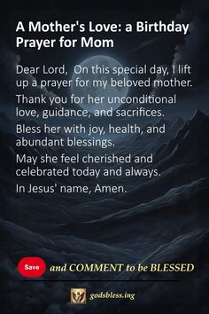 A Mother's Love: a Birthday Prayer for Mom Birthday Blessings For Mom, Prayer For Mom, Hbd Mom, Birthday Prayer Wishes, A Birthday Prayer, Blessed Birthday Wishes, Dinner Prayer, Blessed Birthday, Prayer For Mothers