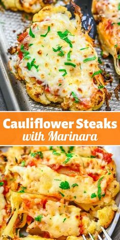 this is an image of cauliflower steaks with marinara