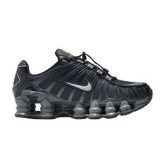 Find NIKE Wmns Shox Tl ' Iron Grey on Editorialist. Wmns Shox TL 'Black Iron Grey' Grey Nike Sneakers, Nike Shox Tl, Nike Shox For Women, Nike Socks, Sock Sneakers, Nike Shox, Grey Nikes, Triple Black, Nike Store