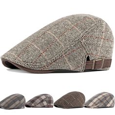 1.Item Type: Newsboy Caps 2.Gender: Men 3.Material: Cotton 4.Pattern Type:Plaid 5.Size: Hat Circumference adjustable for 56-60 cm / 22.1-23.6 inch The height of the hat: 11 cm / 4.3 inch The length of the vhat: 25 cm / 9.9 inch Suitable for majority of people,please don't worry about this size.   Note 1) Because the product is measured by hand, the size is not very accurate, please allow a slight error. Note 2) Pictures may slightly vary from actual item due to lighting, and the color calibration of each individual monitor. Please understand.           Shipping * We ship to WORLDWIDE  * Item will be posted within 1 working days after payment was cleared. * We ship by international airmail parcel  * Shipment normally takes 15-20 business days to arrive. Exact delivery time varies by locatio Outdoor Flat Cap, Winter Visor Beret, Adjustable Flat Cap Beret For Outdoor, Mens Beret, Flat Cap Men, Beret Cap, Cabbie Hat, Painter Hat, Mens Hats