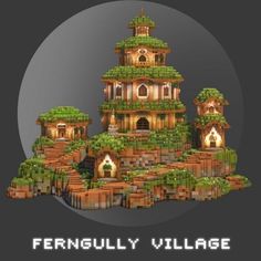 an image of a castle made out of rocks and grass with the words ferngully village