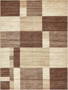 a brown and beige rug with squares on it