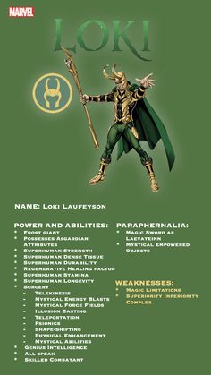 the poster for loki is shown in green