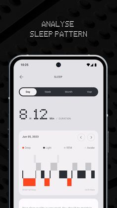 an iphone screen showing the sleep pattern on it's display, with text below