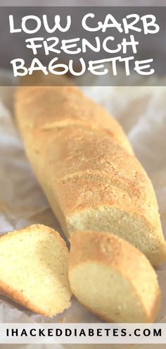 a loaf of low carb french baguette on a piece of parchment paper