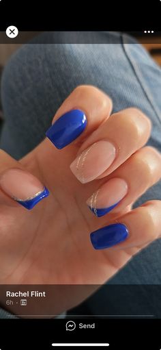 Cute Hoco Nail Designs, Sapphire Blue Nails Design, Hoco Nails Royal Blue Dress, Navy Blue Wedding Nails Short, Cute Blue Hoco Nails, Royal Blue Toenails, Blue Hoco Nails Short, Airforce Nails Designs Air Force, Royal Blue Western Nails