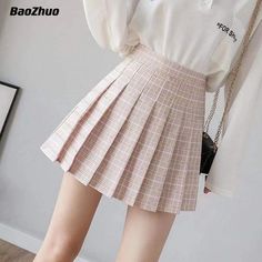 summer sale womens clothing Mode Harajuku, Korean Fashion Cute, Preppy Plaid, Cute Skirt Outfits, Plaid Pleated Skirt, Style Kawaii, Pleated Shirt