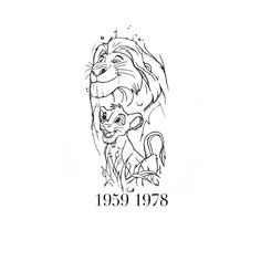 the lion and cub logo is drawn in black ink on a white background with an inscription that