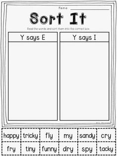 a printable worksheet with words that say sort it