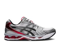 Gel Kayano 14 'Classic Red' - ASICS - 1201A019 103 - white/classic red | Flight Club Late 2000s Aesthetic, Asics Gel Kayano, Gel Kayano, Asics Sneakers, Asics Shoes, White Mesh, Running Shoes Sneakers, Red Accents, Asics Gel